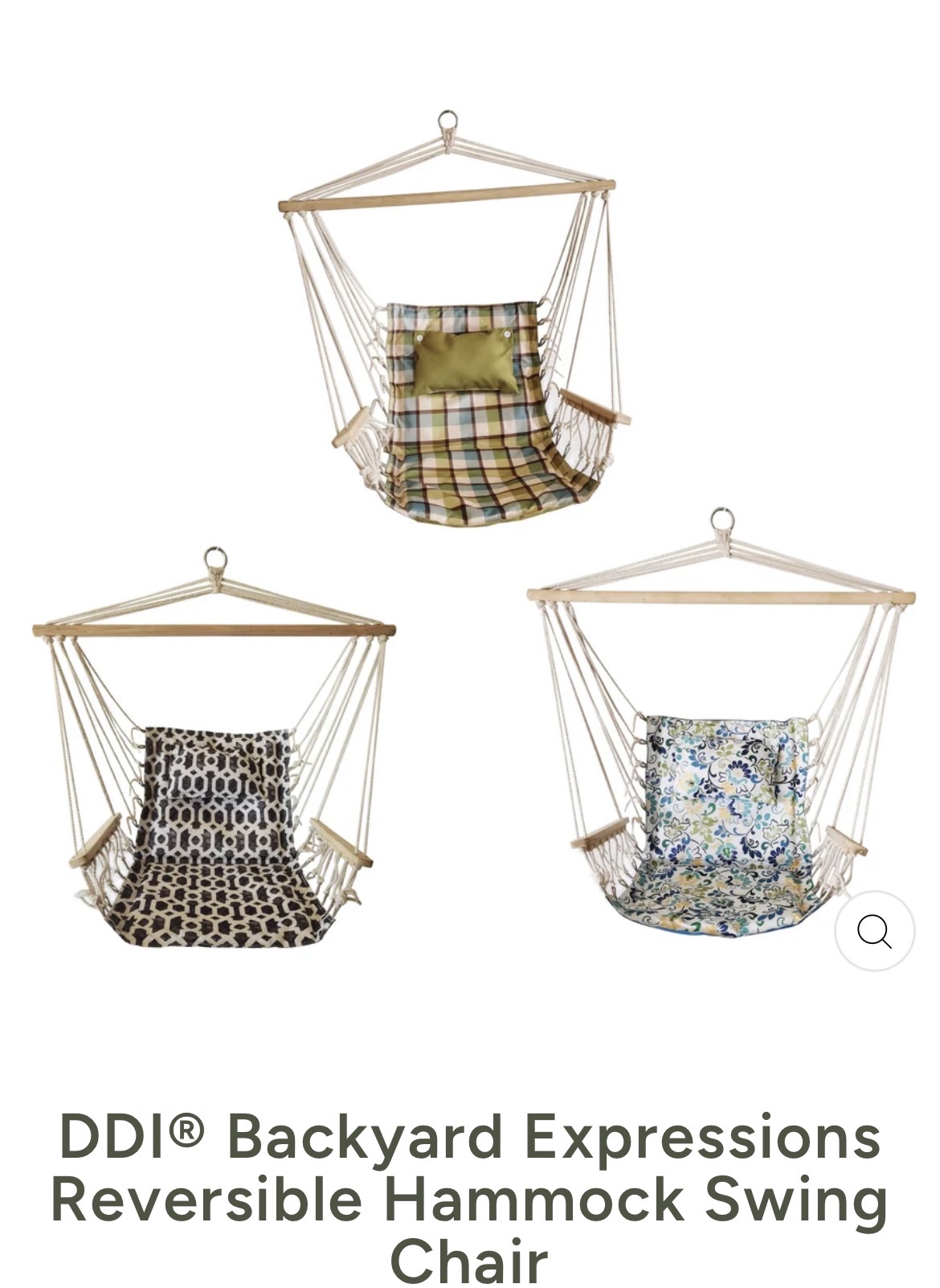 Hammock swing chairs, reversible