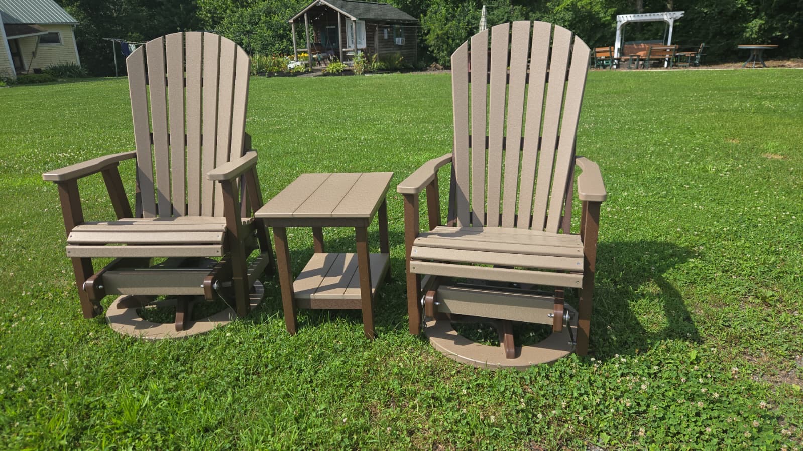 Vinyl Glider Rockers with Side Table